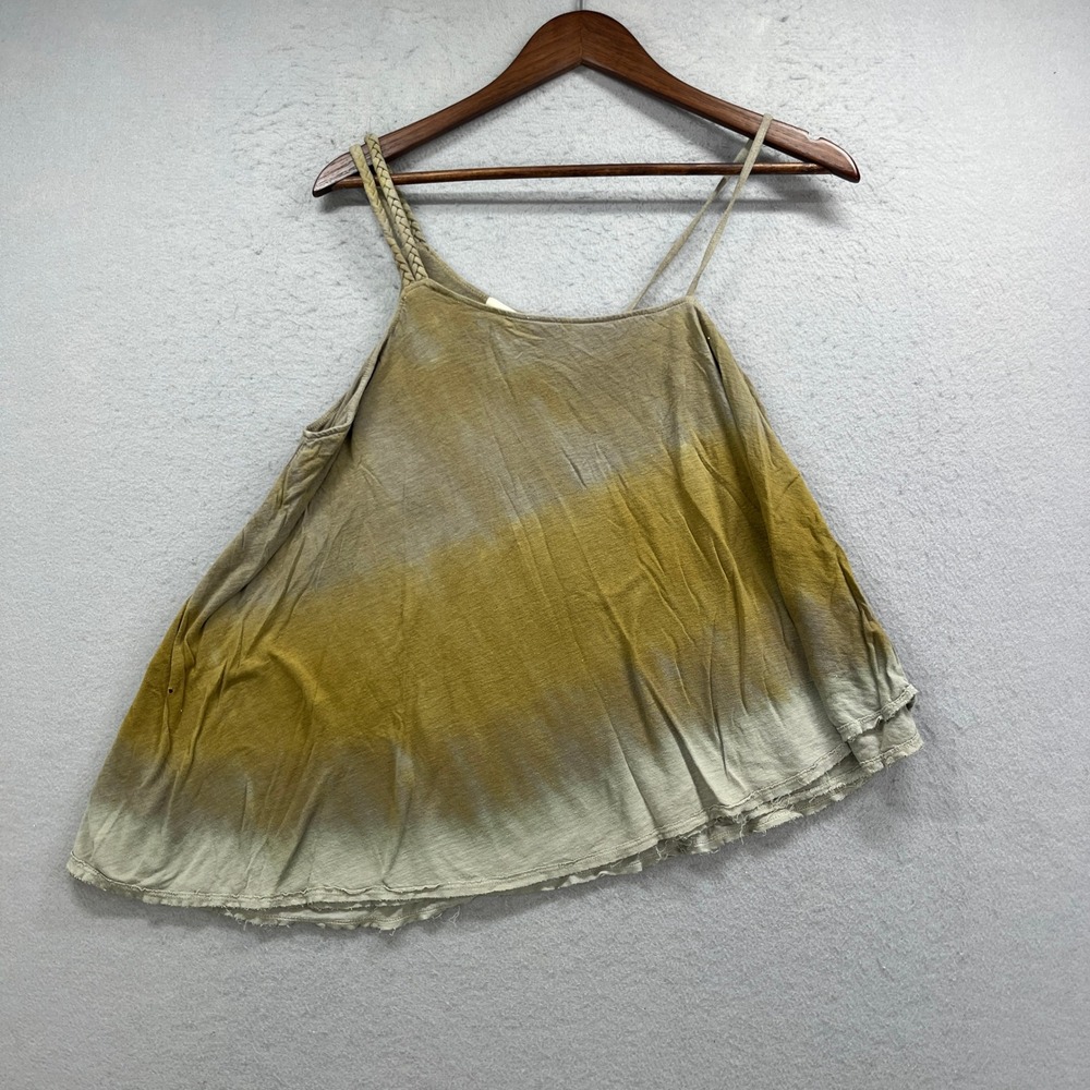 We The Free Tank Top Womens Medium Green Yellow Tie Dye Braided Strap Boho Chic